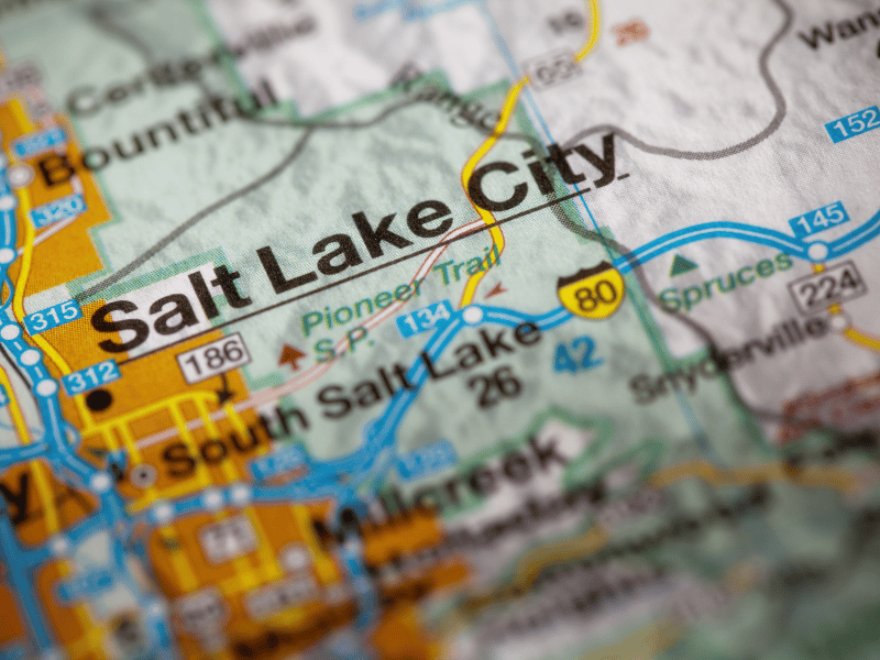 map with salt lake city prominent