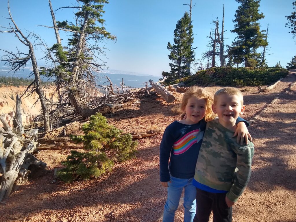 My son and daughter posing along the Bristlecone Loop Trail