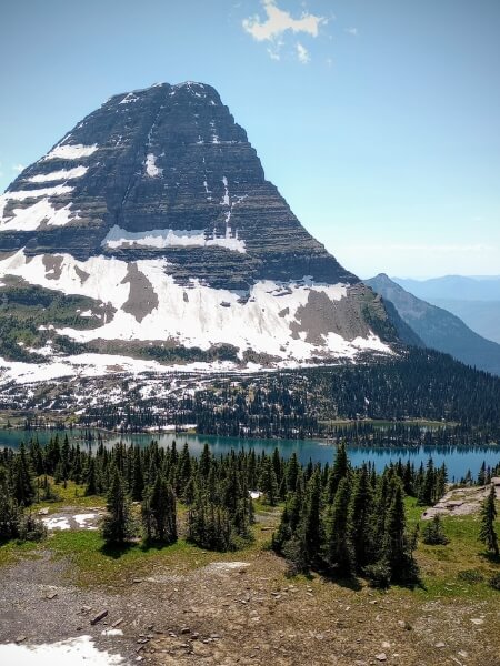 View of Bearhat Mountain and Hidden Lake from Hidden Lake Overlook in Glacier