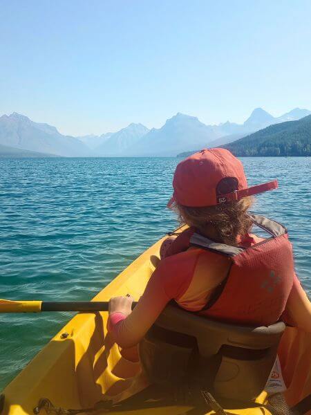 My daughter on Lake McDonald kayaking