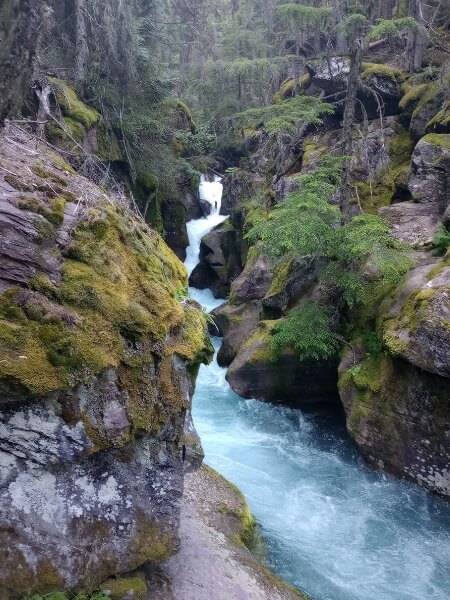 Waterfall along the Trail of the Cedars in Glacier National Park