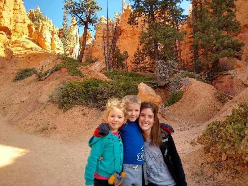 Two of my children hiking the Navajo Loop in Bryce Canyon which is a great national park for beginners.